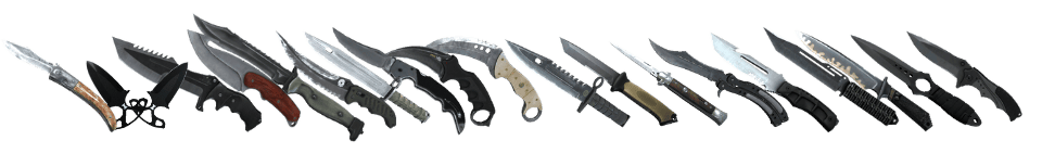 Most Popular CS Knives lined up