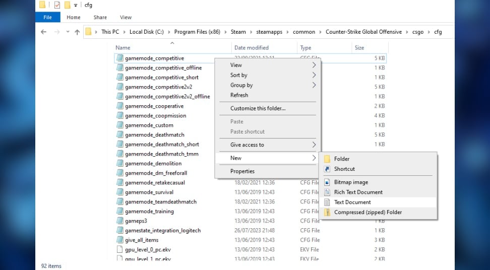 Creating a new text document for your CS:GO autoconfig