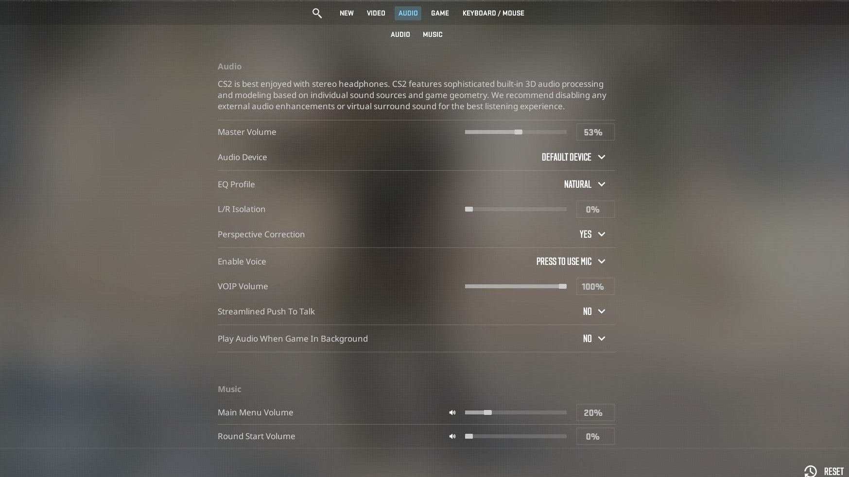 CS2 Audio Customization Settings