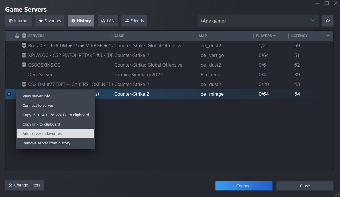 How to add a CS2 Community Server to Favorites